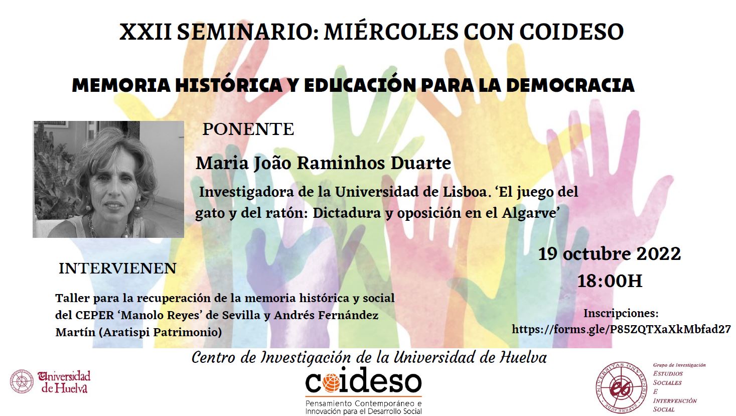 XXII MIÉRCOLES CON COIDESO: MEMORIA HISTÓRICA Y EDUCACIÓN PARA LA DEMOCRACIA 